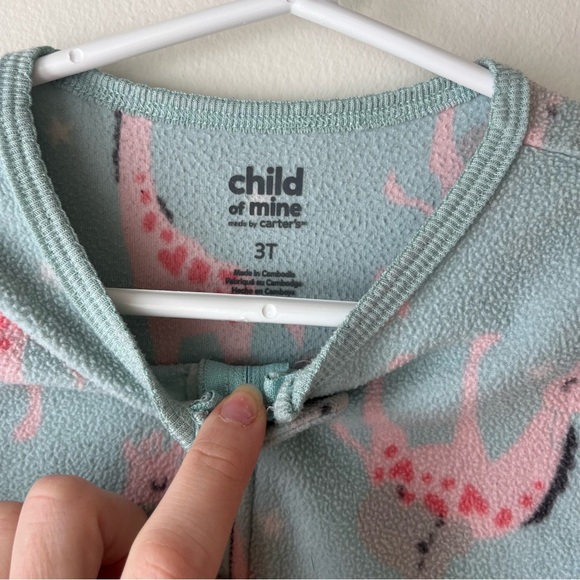 Floral and giraffe toddler girl fleece Onesie zip up pajamas size 3T colourful - Picture 5 of 13